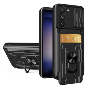 Брониран калъф за Samsung Galaxy S23, Camera Slide Card Slot, черен