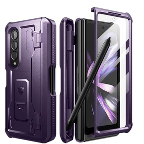 Брониран калъф за Samsung Galaxy Z Fold 4 5G, Dexnor Full Body S-Pen Slot, лилав