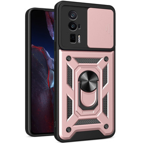 Брониран калъф за Xiaomi Poco F5 Pro, CamShield Slide, розов rose gold