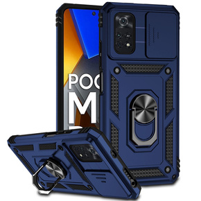 Брониран калъф за Xiaomi Poco M4 Pro 4G, CamShield Slide, син