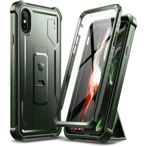 Брониран калъф за iPhone X / XS, Dexnor Full Body, зелен