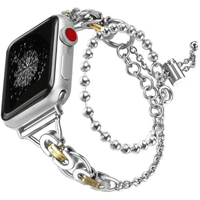 Дамска гривна за Apple Watch 1/2/3/4/5/6/7/8/9/SE 38/40/41 мм, сребро / злато