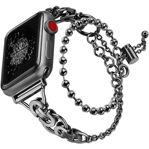 Дамска гривна за Apple Watch 1/2/3/4/5/6/7/8/9/SE 38/40/41 мм, черна