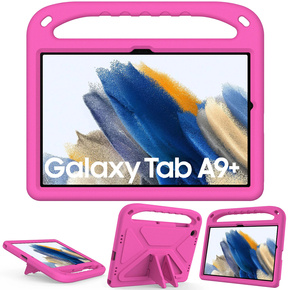 Детски калъф за Samsung Galaxy Tab A9+, детски калъф с дръжка, розов