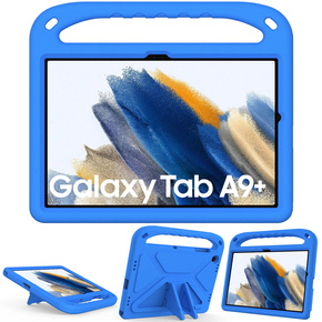 Детски калъф за Samsung Galaxy Tab A9+, детски калъф с дръжка, син