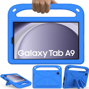 Детски калъф за Samsung Galaxy Tab A9, детски калъф с дръжка, син