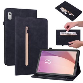 Калъфи за Lenovo Tab M9, Wallet Pen Slot, черен