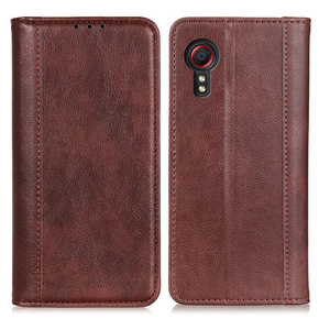 Калъфи за Samsung Galaxy Xcover 7, Wallet Litchi Leather, кафяв