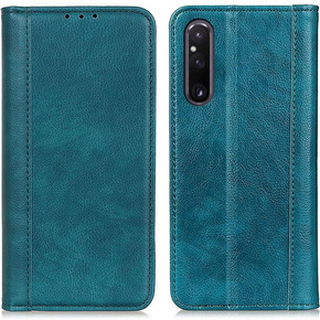 Калъфи за Sony Xperia 1 V, Wallet Litchi Leather, зелен