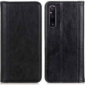 Калъфи за Sony Xperia 1 V, Wallet Litchi Leather, черен