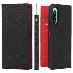 Калъфи за Sony Xperia 10 IV 5G, Wallet Litchi Leather, черен