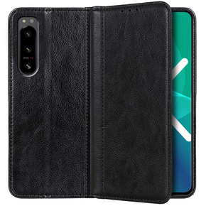 Калъфи за Sony Xperia 5 IV 5G, Wallet Litchi Leather, черен