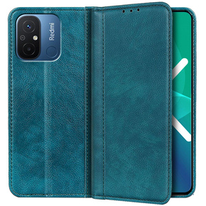 Калъфи за Xiaomi Redmi 12C, Wallet Litchi Leather, зелен