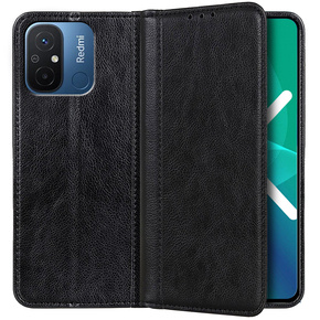 Калъфи за Xiaomi Redmi 12C, Wallet Litchi Leather, черен