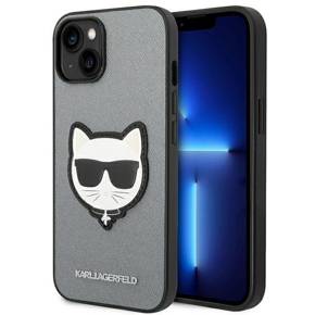 Калъфи Karl Lagerfeld за iPhone 14, Saffiano Choupette Head Patch, сребърен