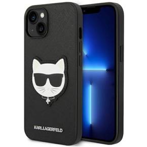 Калъфи Karl Lagerfeld за iPhone 14, Saffiano Choupette Head Patch, черен