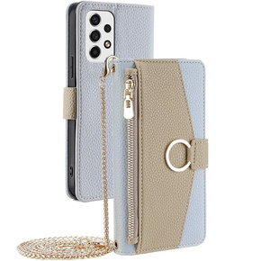 Калъфът с цип Wallet Zipper Pocket за Samsung Galaxy A53 5G, Wallet Zipper Pocket, с огледало, син