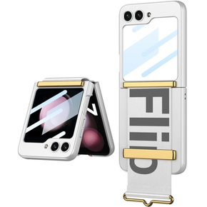 Калъф за Galaxy Z Flip 5, Strap Cover, тъмносиньо/оранжев