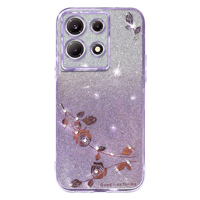 Калъф за Infinix Note 30 5G, Glitter Flower, лилав