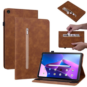 Калъф за Lenovo Tab M10 10.1 Gen 3, Wallet Pen Slot, кафяв