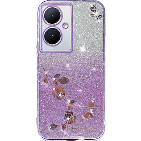 Калъф за Oppo A79 5G, Glitter Flower, лилав