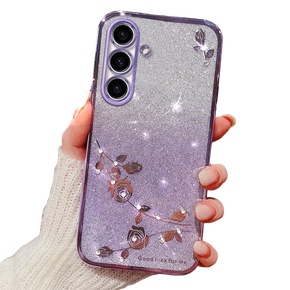 Калъф за Samsung Galaxy A05s 4G, Glitter Flower, лилав