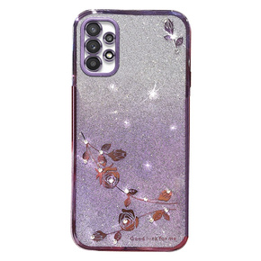 Калъф за Samsung Galaxy A53 5G, Glitter Flower, лилав