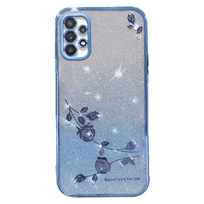 Калъф за Samsung Galaxy A53 5G, Glitter Flower, син