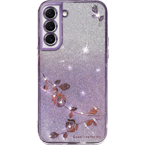 Калъф за Samsung Galaxy S22, Glitter Flower, лилав