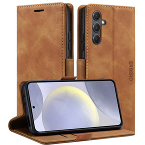 Калъф за Samsung Galaxy S24, ERBORD Vintage, портфейл с капак, кафяв