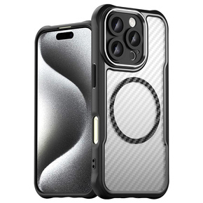 Калъф за iPhone 16 Pro, Fusion Hybrid Carbon, за MagSafe, черен