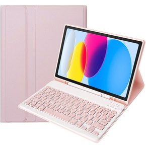 Калъф + клавиатура iPad 10.9 2022 10 Gen, Pen Slot, розов rose gold