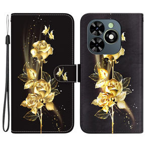 Калъф с капак за Infinix Hot 40i, Wallet, Butterfly rose