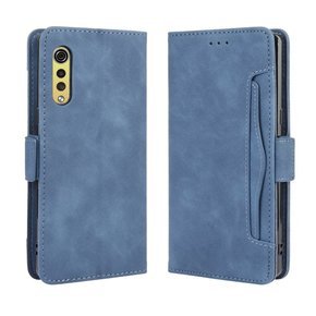 Калъф с капак за LG Velvet, Card Slot, син