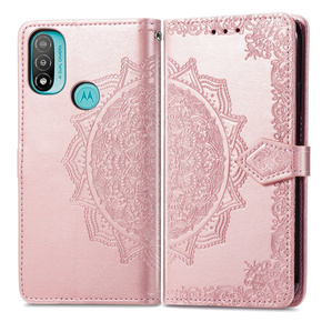 Калъф с капак за Motorola Moto E20/E30/E40, Mandala, розов rose gold