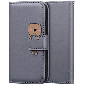 Калъф с капак за Motorola Moto G22, Wallet Bear, сив