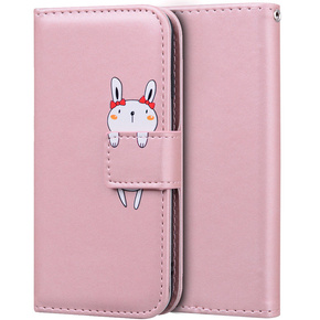 Калъф с капак за Motorola Moto G22, Wallet Bunny, розов