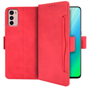 Калъф с капак за Motorola Moto G42 4G, Card Slot, червен