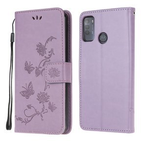 Калъф с капак за Motorola Moto G50, Butterfly, лилав