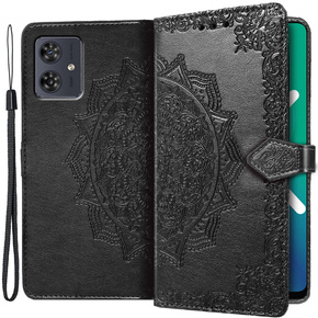 Калъф с капак за Motorola Moto G54 5G, Mandala, черен