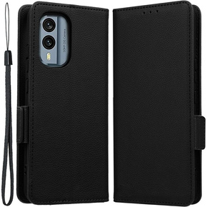 Калъф с капак за Nokia X30 5G, Wallet Litchi Magnet Case, черен