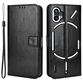 Калъф с капак за Nothing Phone 1 5G, Crazy Horse Wallet, черен