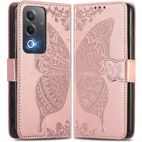 Калъф с капак за Oppo A80, Butterfly, розов rose gold