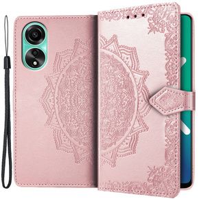 Калъф с капак за Oppo A98 5G, Mandala, розов rose gold