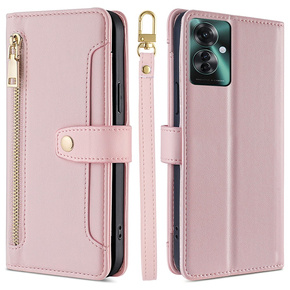 Калъф с капак за Oppo Reno 11F 5G, Wallet Zipper Pocket, розов