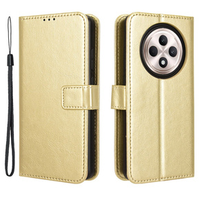 Калъф с капак за Oppo Reno 12FS / 12F, Crazy Horse Wallet, златен