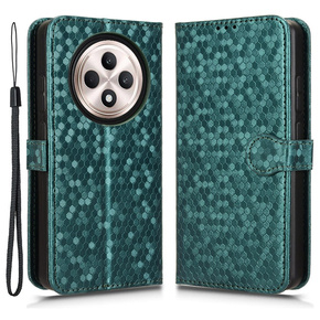 Калъф с капак за Oppo Reno 12FS / 12F, Wallet Rhombus, зелен