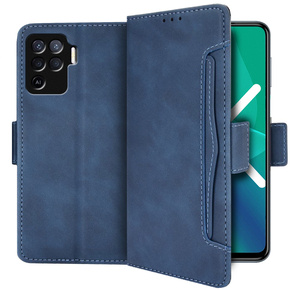 Калъф с капак за Oppo Reno5 Lite, Card Slot, син