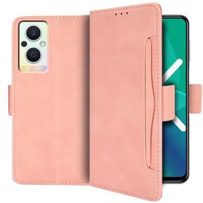 Калъф с капак за Oppo Reno7 Lite 5G, Card Slot, розов