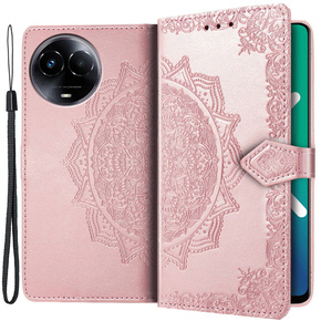 Калъф с капак за Realme 11 5G, Mandala, розов rose gold